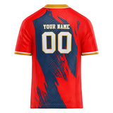 Custom Unisex Red & Navy Pattern Football Jersey