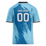 Custom Unisex Light Blue & Blue Pattern Football Jersey