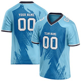 Custom Unisex Light Blue & Blue Pattern Football Jersey