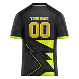 Custom Unisex Black & Chartreuse Pattern Football Jersey