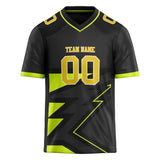 Custom Unisex Black & Chartreuse Pattern Football Jersey