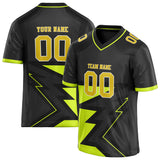 Custom Unisex Black & Chartreuse Pattern Football Jersey