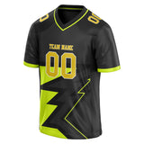 Custom Unisex Black & Chartreuse Pattern Football Jersey