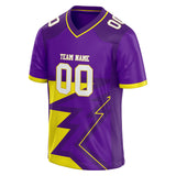 Custom Unisex Purple & Yellow Pattern Football Jersey