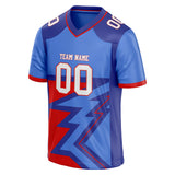 Custom Unisex Blue & Red Pattern Football Jersey