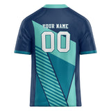 Custom Unisex Navy & Teal Pattern Football Jersey