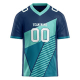 Custom Unisex Navy & Teal Pattern Football Jersey