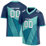 Custom Unisex Navy & Teal Pattern Football Jersey