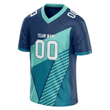 Custom Unisex Navy & Teal Pattern Football Jersey