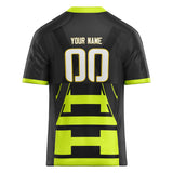 Custom Unisex Black & Chartreuse Pattern Football Jersey