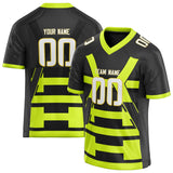 Custom Unisex Black & Chartreuse Pattern Football Jersey