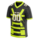 Custom Unisex Black & Chartreuse Pattern Football Jersey