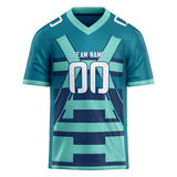 Custom Unisex Blue Green & Navy Pattern Football Jersey