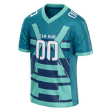 Custom Unisex Blue Green & Navy Pattern Football Jersey