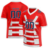 Custom Unisex Red & White Pattern Football Jersey