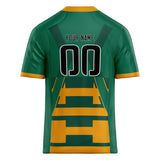 Custom Unisex Kelly Green & Gold Pattern Football Jersey