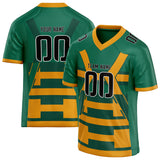 Custom Unisex Kelly Green & Gold Pattern Football Jersey