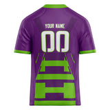 Custom Unisex Purple & Neon Green Pattern Football Jersey