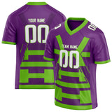 Custom Unisex Purple & Neon Green Pattern Football Jersey