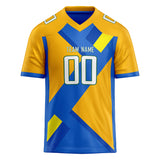 Custom Unisex Gold & Blue Pattern Football Jersey