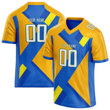 Custom Unisex Gold & Blue Pattern Football Jersey