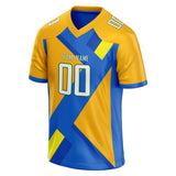 Custom Unisex Gold & Blue Pattern Football Jersey