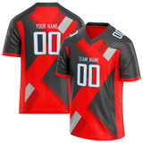 Custom Unisex Red & Gray Pattern Football Jersey