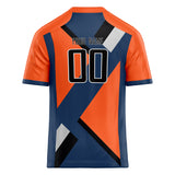 Custom Unisex Orange & Navy Pattern Football Jersey