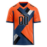 Custom Unisex Orange & Navy Pattern Football Jersey