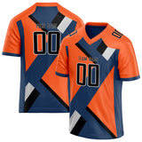 Custom Unisex Orange & Navy Pattern Football Jersey