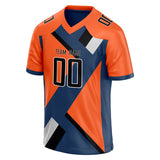 Custom Unisex Orange & Navy Pattern Football Jersey