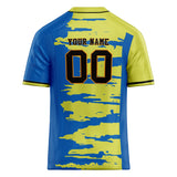 Custom Unisex Chartreuse & Blue Pattern Football Jersey