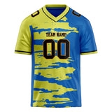 Custom Unisex Chartreuse & Blue Pattern Football Jersey