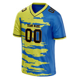 Custom Unisex Chartreuse & Blue Pattern Football Jersey