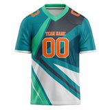 Custom Unisex White & Teal Pattern Football Jersey