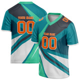 Custom Unisex White & Teal Pattern Football Jersey