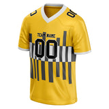 Custom Unisex Yellow & Gray Pattern Football Jersey