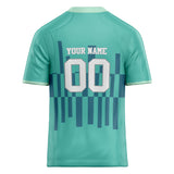 Custom Unisex Teal & Blue Green Pattern Football Jersey