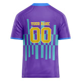 Custom Unisex Purple & Teal Pattern Football Jersey