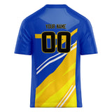 Custom Unisex Blue & Yellow Pattern Football Jersey