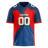 Custom Unisex Red & Navy Pattern Football Jersey