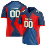 Custom Unisex Red & Navy Pattern Football Jersey