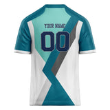 Custom Unisex Cyan Blue & White Pattern Football Jersey