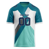 Custom Unisex Cyan Blue & White Pattern Football Jersey