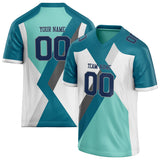 Custom Unisex Cyan Blue & White Pattern Football Jersey