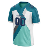 Custom Unisex Cyan Blue & White Pattern Football Jersey