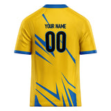 Custom Unisex Yellow & Blue Pattern Football Jersey