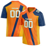 Custom Unisex Orange & Navy Pattern Football Jersey