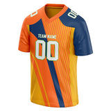 Custom Unisex Orange & Navy Pattern Football Jersey