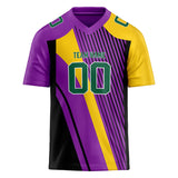 Custom Unisex Purple & Yellow Pattern Football Jersey